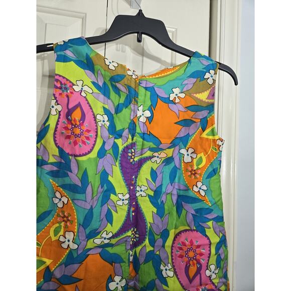 1960s Japanese Retro Mod Screen-Printed Shift Dress Bust 34 Small READ - Picture 14 of 16